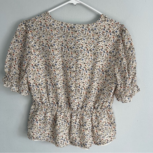 Madewell Silk V-Neck Peplum Popover Top Fieldwalk Floral Cottagecore Sz S Romant - Picture 14 of 14